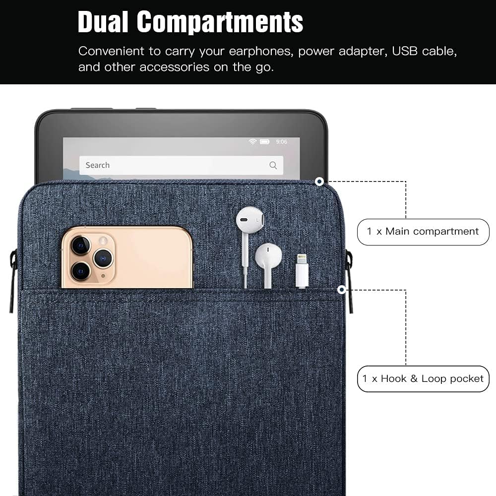 TiMOVO 9-11" Tablet Sleeve Bag for iPad 11-inch A16 2025, iPad 10.9"/10.2"| Air 11 Inch/5th/4th Gen. 10.9", Galaxy Tab A9+/A11Plus 11", Protective Bag Fit Smart Keyboard, Dusty Blue