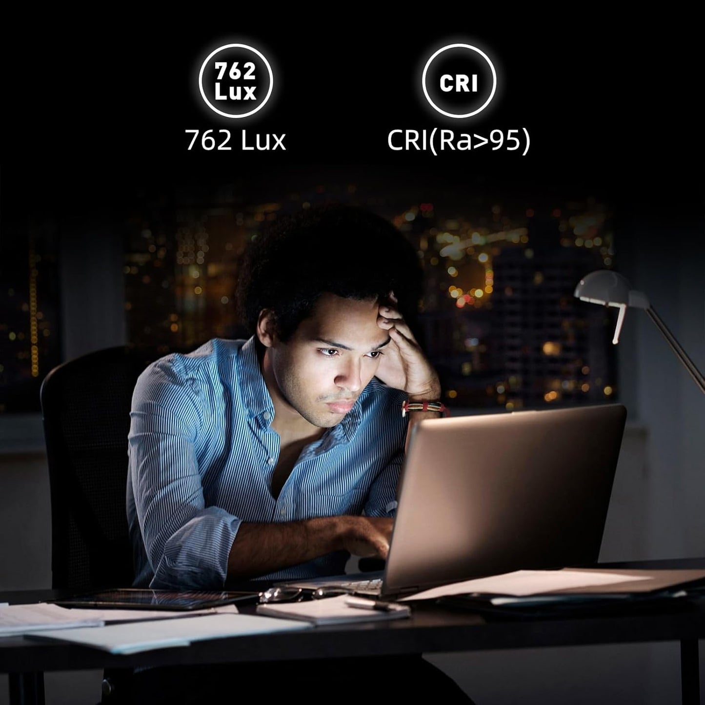 Thunderobot L1 Computer Monitor Lamp, Ra95 Light for Eye Caring, Asymmetric Light Source, Ten-Level Dimming No Video Flicker Blue Light Safe E-Sports Desktop Reading Lamp