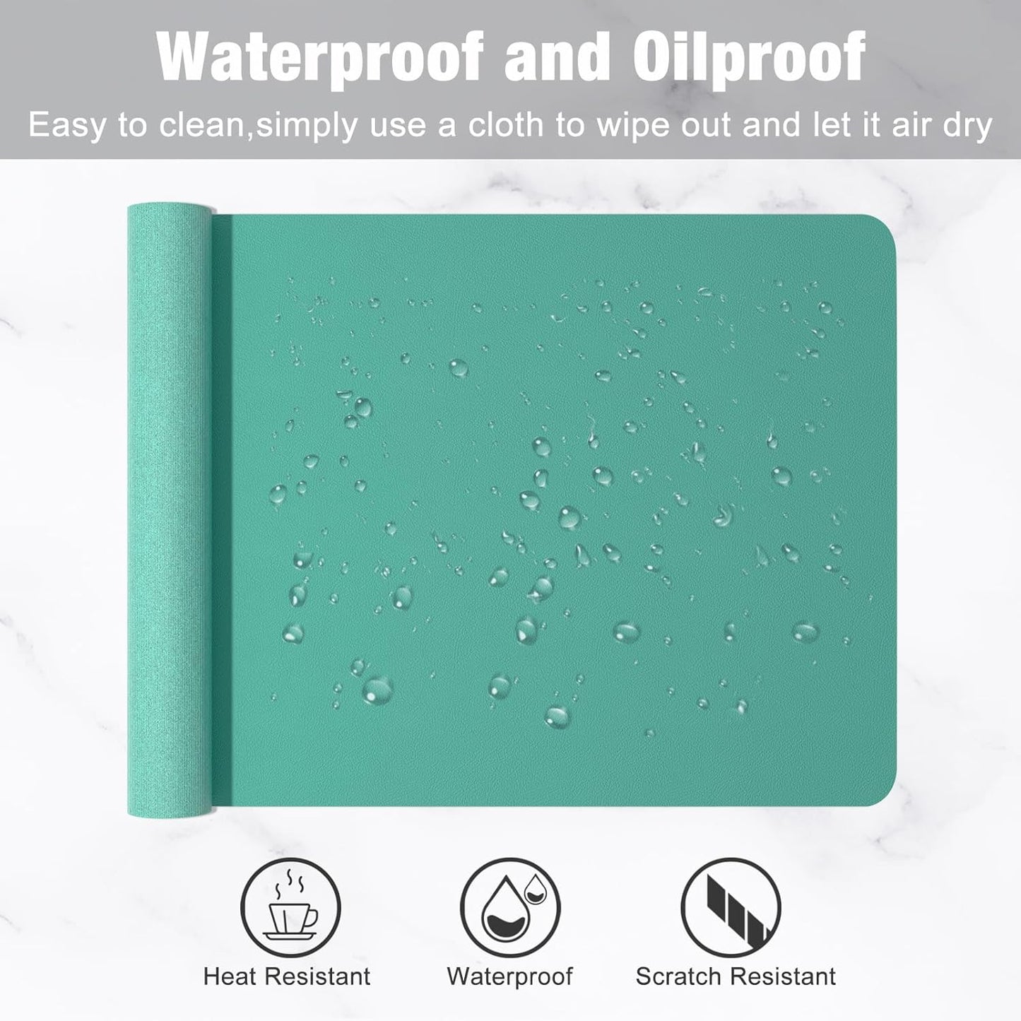Hsurbtra Desk Pad, 23.6" x 13.8" PU Leather Desk Mat, M Extended Mouse Pad, Waterproof Desktop Blotter Protector, Non-Slip Ultra Thin Small Laptop Keyboard Writing Mat for Office Home, Pink