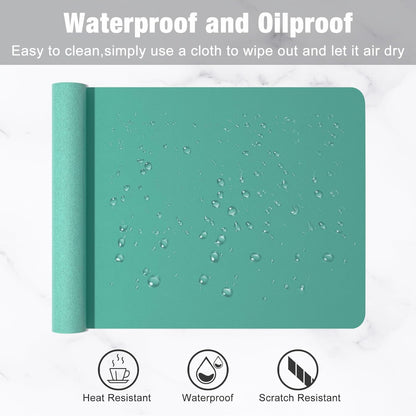 Hsurbtra Desk Pad, 23.6" x 13.8" PU Leather Desk Mat, M Extended Mouse Pad, Waterproof Desktop Blotter Protector, Non-Slip Ultra Thin Small Laptop Keyboard Writing Mat for Office Home, Pink