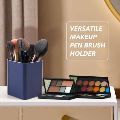 RQB Metal Pen Holder for Desk Square Aluminum Desktop Organizer and Makeup Brush Holder Storage Box for Office, School, Home, and Kids, Non-slip silicone 4×3.15inch-Gray