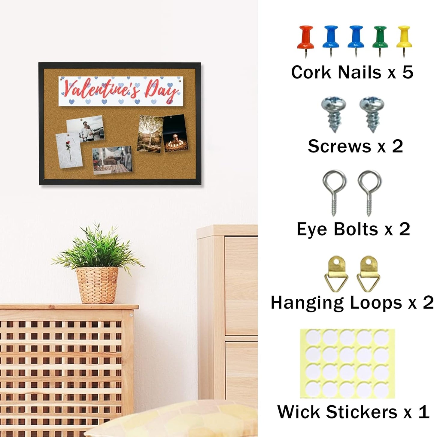 OWLKELA Cork Bulletin Board 17.7"X 13.3", Notice Pin, Ideal for Office & Home Decor, School Message or Vision