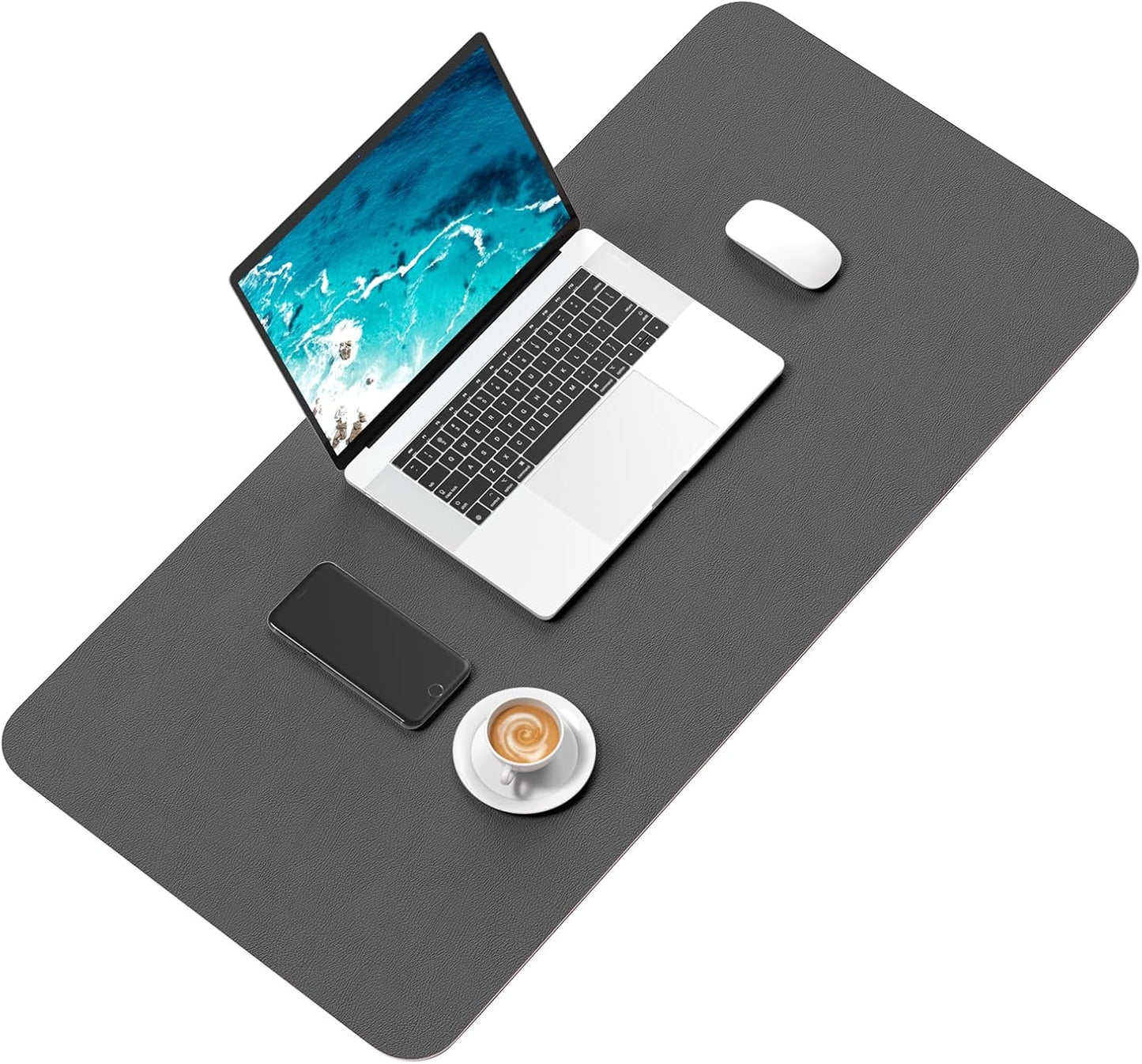 Hsurbtra Desk Pad, 23.6" x 13.8" PU Leather Desk Mat, M Extended Mouse Pad, Waterproof Desktop Blotter Protector, Non-Slip Ultra Thin Small Laptop Keyboard Writing Mat for Office Home, Pink