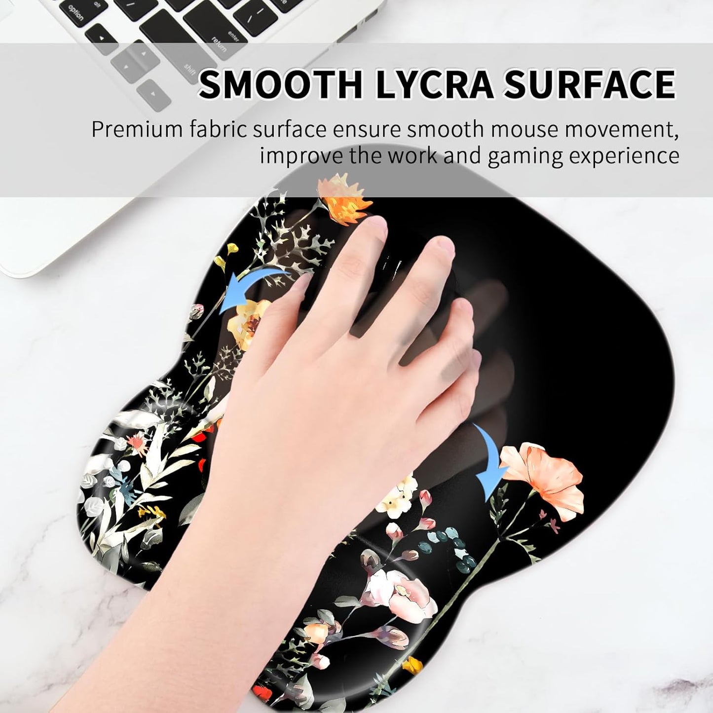 EooCoo Ergonomic Mouse Pad with Wrist Support, Mousepad with Memory Foam Wrist Rest and Non-Slip Base for Computer, Cafe, Home & Office, 9.64 x 8.26 in Office Desk Accessories
