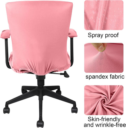 Tallew 4 Pcs Office Chair Covers Set Computer Universal Protective Stretchable Chair Seat Covers Desk Armrest Cover Pads Office Cushion Backrest for Rotating(Regular,Black)