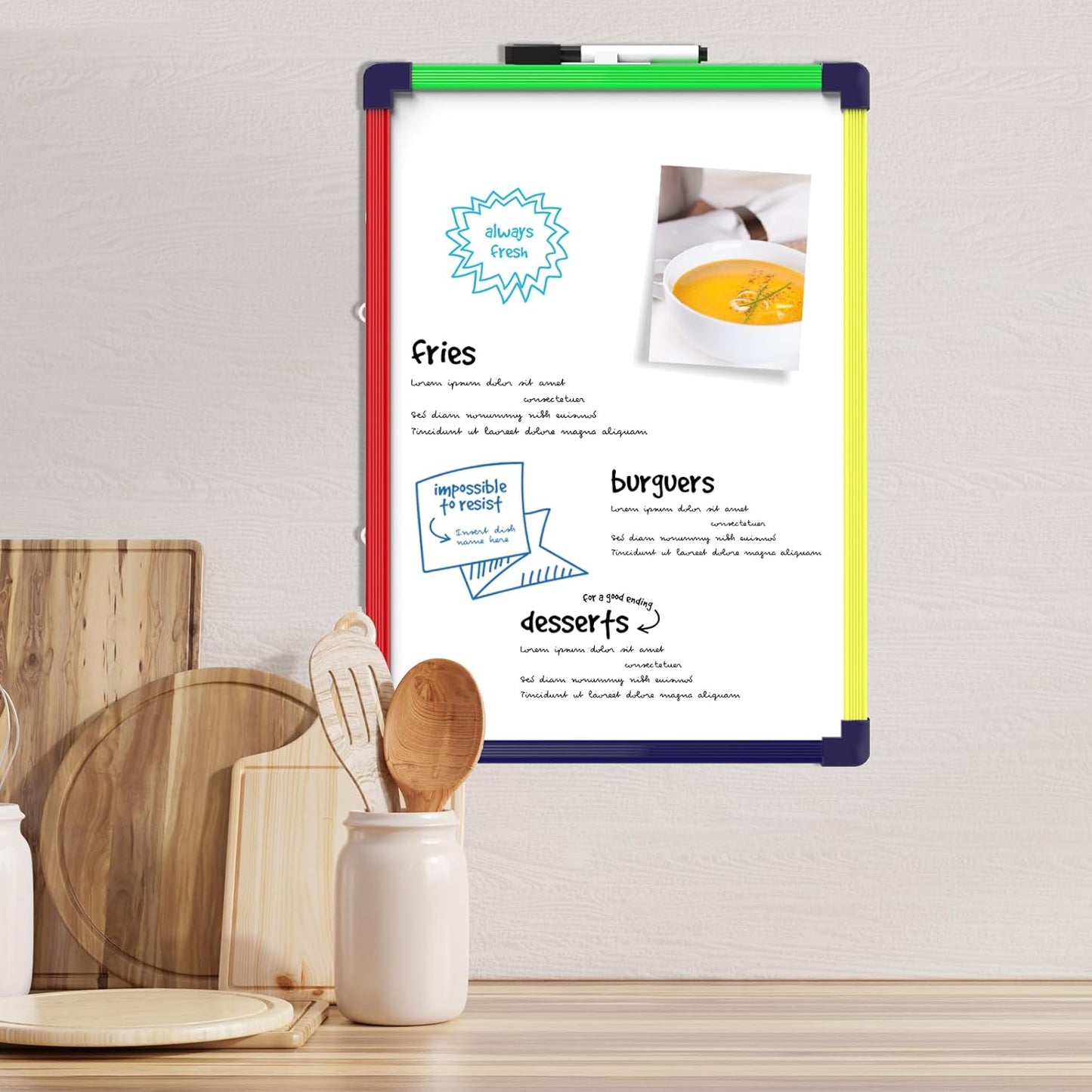 MaxGear Double-Sided Dry Erase Board for Wall, 16"x12" Hanging Whiteboard, Small Dry Erase White Board with 3 Markers and 4 Magnets, Portable Whiteboard for Planning, Drawing, Memo, to Do List