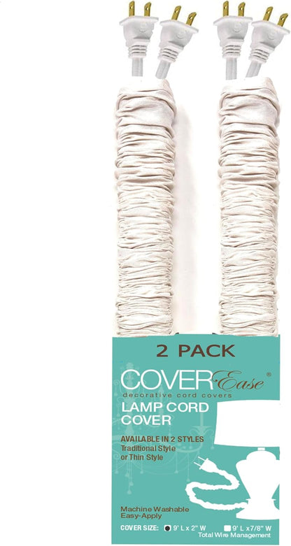 Cream COVEREase Lamp Cord Cover 9 ft Faux Silk Fabric Cover - Cable Sleeve, Wire Cover, Cord Hider for Cable Management for Electrical Lighting Fixtures. (1 PK)
