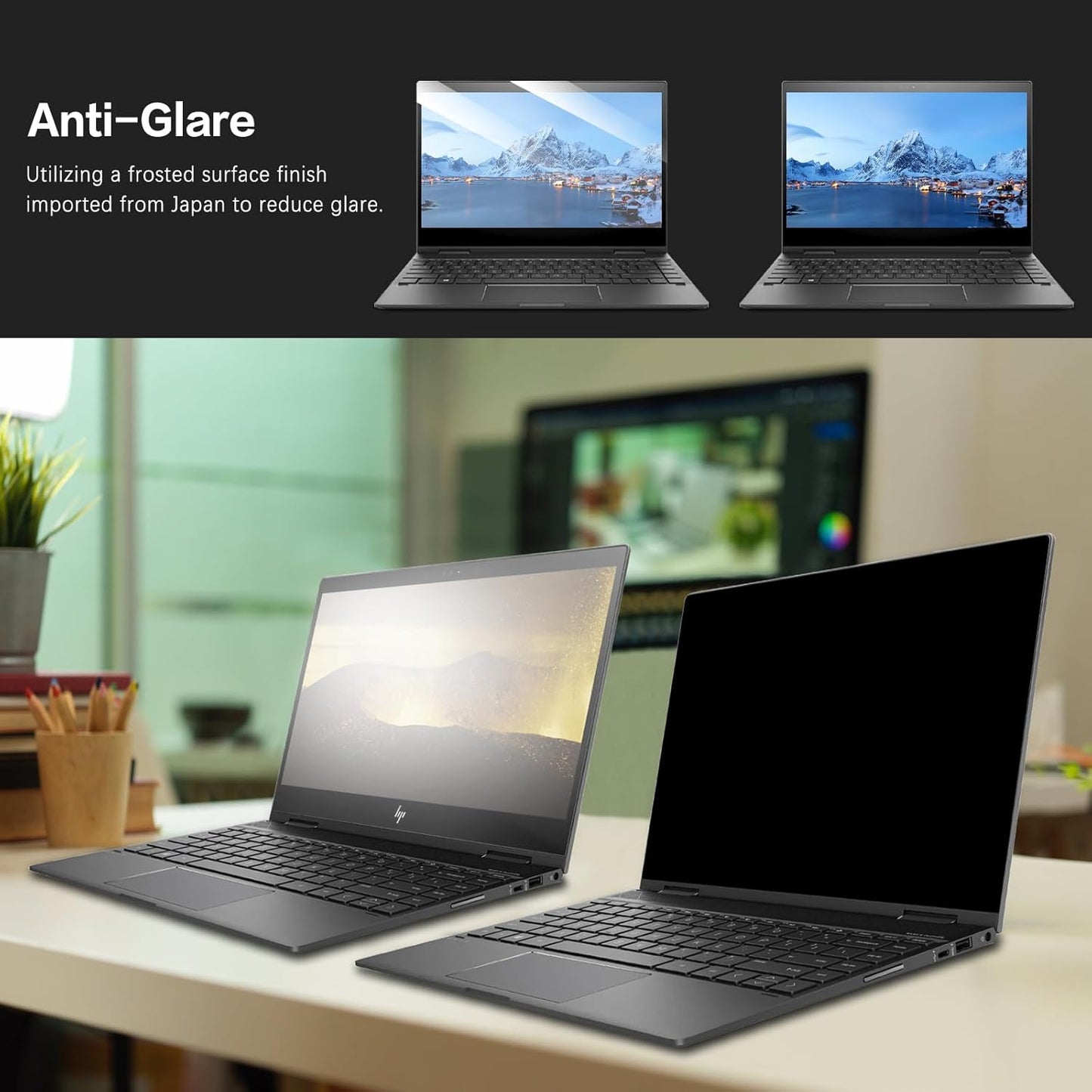 Laptop Privacy Screen 14 Inch 16:9 Aspect Ratio, Laptop Screen Privacy Shield Compatible With Lenovo Hp Dell Acer Asus Thinkpad Envy Xps, Removable Anti Glare Blue Light Computer Filter Protector