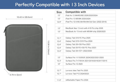 Dadanism 9-11" Tablet Sleeve Bag Carrying Case for iPad (A16) 11th Gen 11", iPad 10th Gen 10.9" Air 5/4, iPad Air M4/Pro 11", iPad 9/8/7th, Galaxy Tab A11+ Plus 11", Remarkable 2 10.3", Black