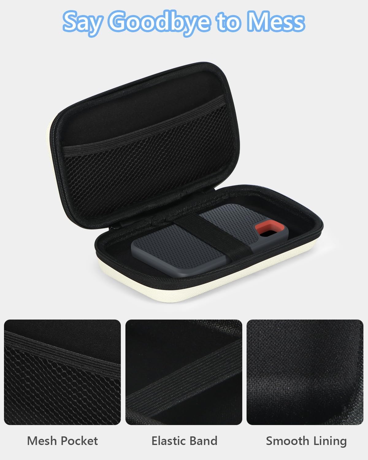 Portable Protection Hard EVA Case for External Battery, Cell Phone, GPS, Hard Drive, USB/Charging Cable, Small Carrying Bag Mesh Inner Pocket, Zipper Enclosure, Universal Travel Pouch Bag
