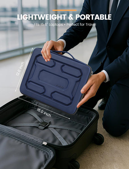 DOMISO 15.6 inch Laptop Sleeve with Handle Shockproof Computer Bag Waterproof EVA Protective Carrying Case for 15.6" Lenovo Yoga 720 IdeaPad 310 320 ThinkPad T570/Dell Inspiron 15/HP Envy 15, Black