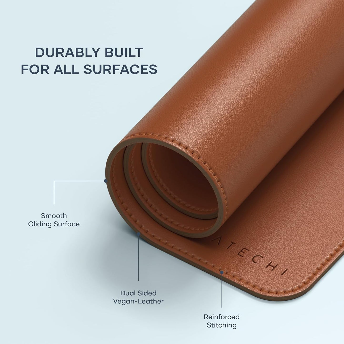 Satechi Vegan Leather Desk Mat, Large Mouse Pad Scratch and Water Resistant, Easy to Clean, Desk Pad for Office and Home, 26.8” x 12.4” x 0.1” - Black