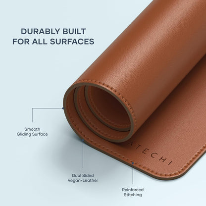 Satechi Vegan Leather Desk Mat, Large Mouse Pad Scratch and Water Resistant, Easy to Clean, Desk Pad for Office and Home, 26.8” x 12.4” x 0.1” - Black