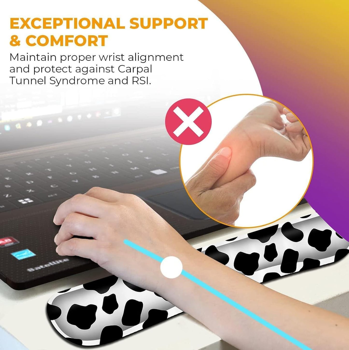 Mouse Pad with Wrist Support, Ergonomic Gel Mouse Pad Beautiful Flowers,Non-Slip Durable, Memory Foam Keyboard Wrist Rest, Suitable for Office Typing Games, Pink Hyacinths on Wood Panel