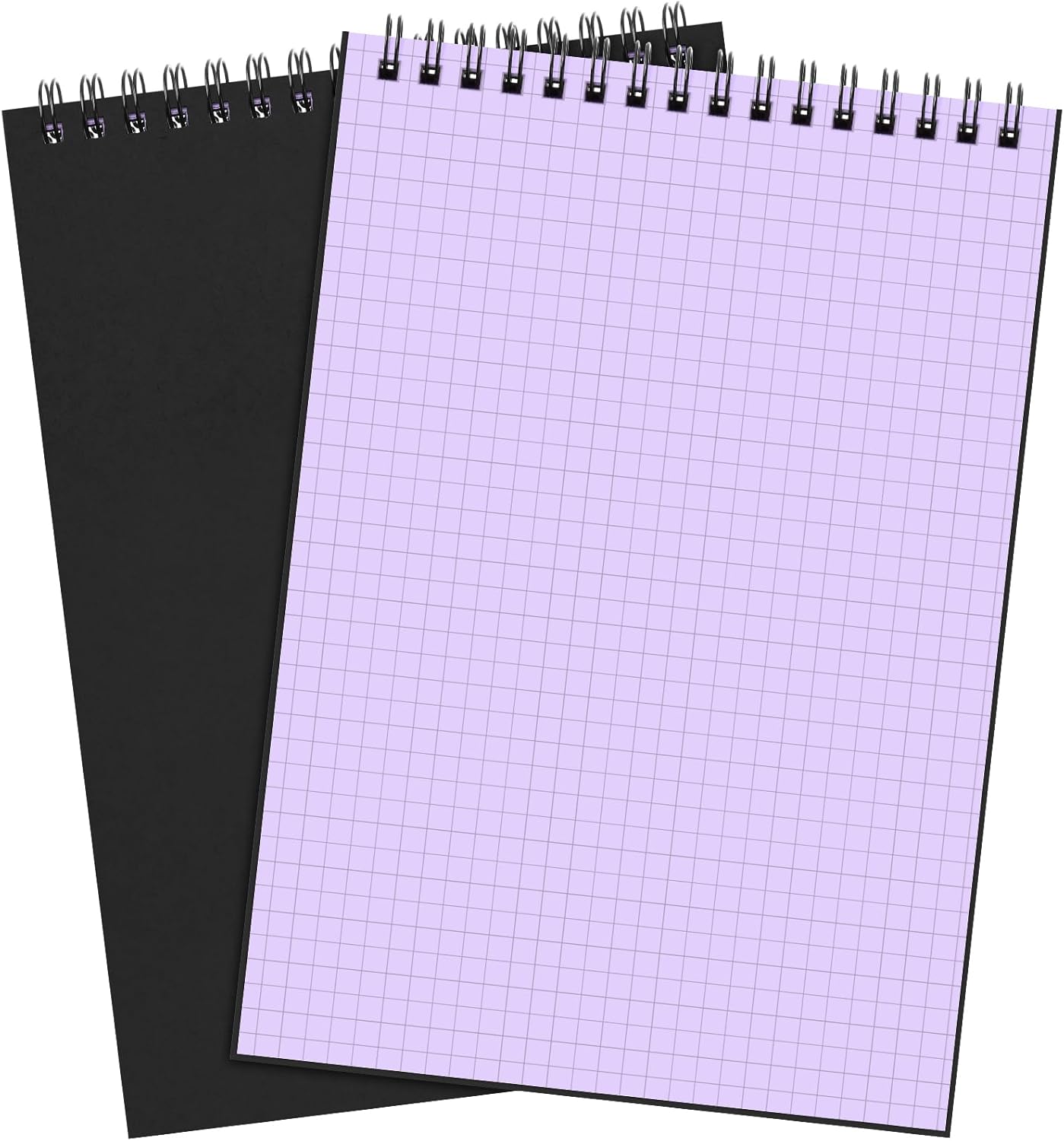 Engrowtic 6 Pack Graph Paper Spiral Notepad A5 Top Wirebound Notepad Grid Notebook Steno Pad Memo Notebook Grid Paper 140 Pages for Writing Sketching Drawing Office Supply (Black)