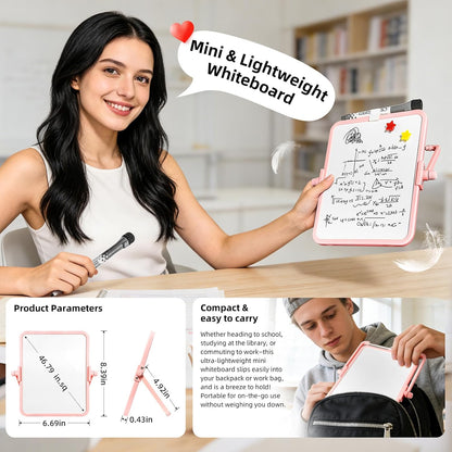Colorful Dry Erase White Board 8.3x11in, Magnetic Desktop Board with Stand, 2 Markers (Eraser Head), 4 Magnets - Double-Sided Easel for Daily Planning, Memo, Office/Home/School (Blue)