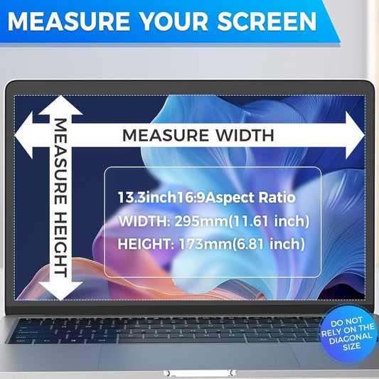2Pack Magnetic Laptop Privacy Screen Filter 13.3 inch for 16:9 Widescreen Computer Monitor, Removable Anti Blue Light Privacy Shield, Anti-Glare Protector