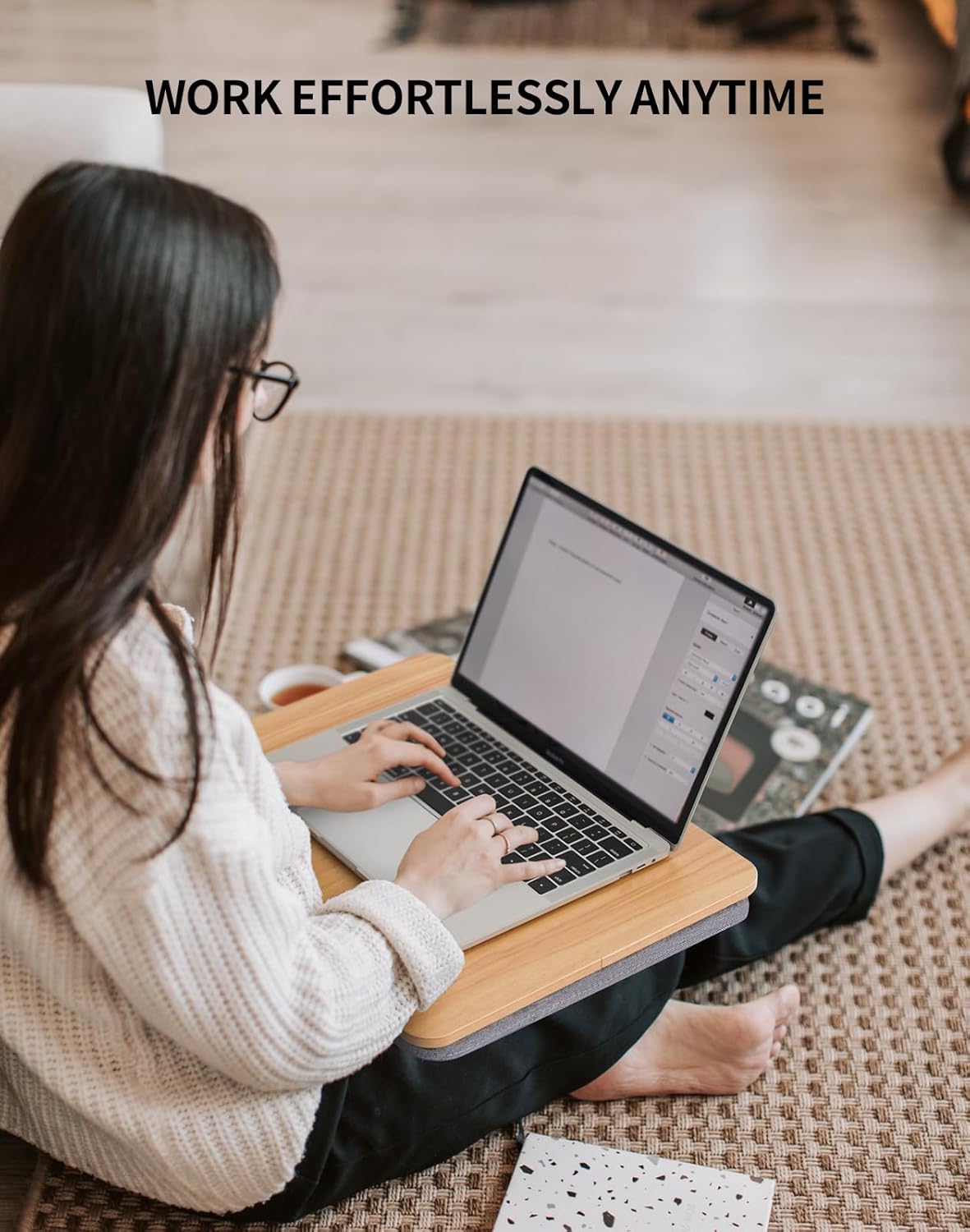ZEAPTAC Portable Lap Laptop Desk with Pillow Cushion, Fits up to 15.6 inch Laptop, Lap Stand for Bed & Couch & Carpet, Book Tablet/Drawing Board/Computer Laptop Stand - Pink