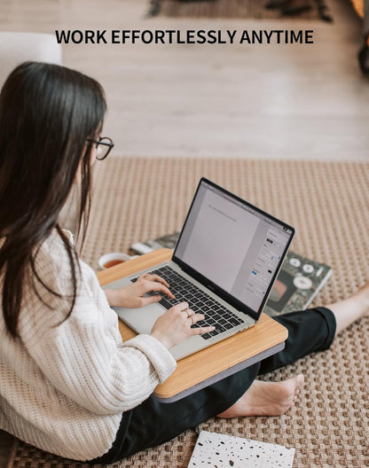 ZEAPTAC Portable Lap Laptop Desk with Pillow Cushion, Fits up to 15.6 inch Laptop, Lap Stand for Bed & Couch & Carpet, Book Tablet/Drawing Board/Computer Laptop Stand - Pink
