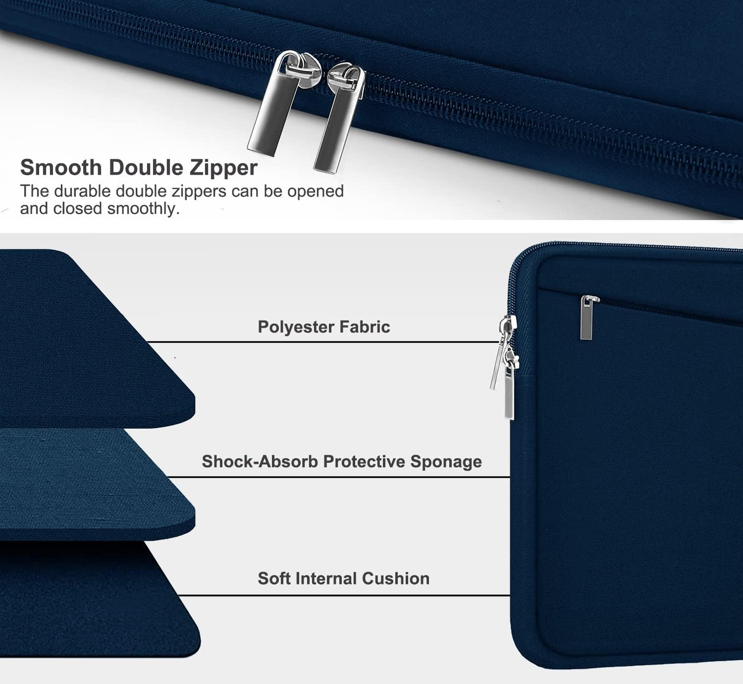 Laptop Sleeve 15.6 inch, Durable Computer Carrying Bag Protective Case Briefcase Handbag with Front Pocket, Slim Laptop Cover for 15-16 Inch HP, Dell, Lenovo, Asus, Notebook, Black