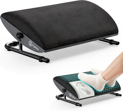 Under Desk Foot Rest – Adjustable Ergonomic Foot Rest with Steel Frame & Memory Foam Cushion, Soft Velour Finish for Superior Comfort, Designed to Improve Posture & Relieve Leg Pressure | ErgoNest™