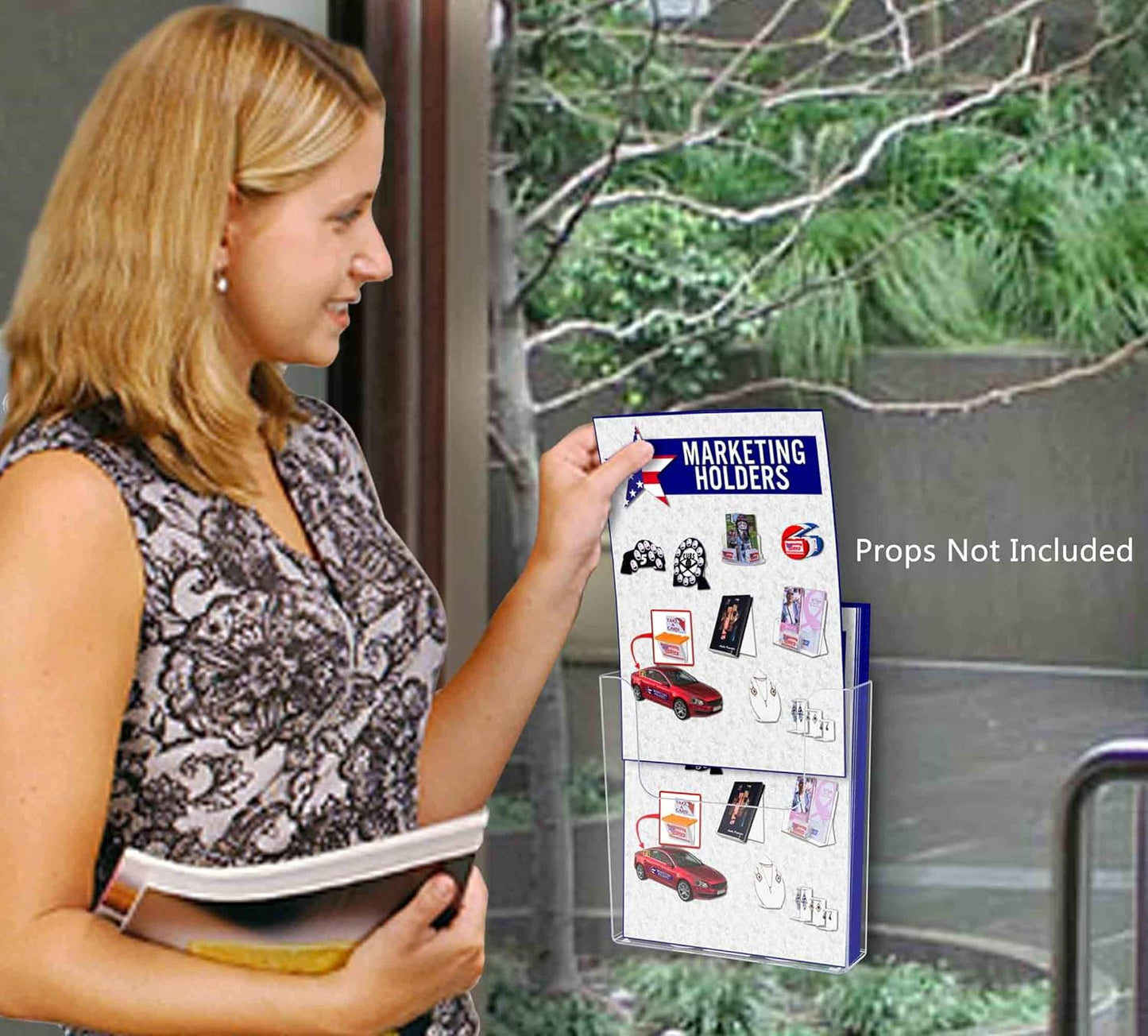 Marketing Holders 6 Pack Suction Cup Brochure Holder Holds 6 Inch Wide Literature Window or Glass Wall Mount Display Indoor Graphic Images Amenity Flyers or Reference Sheet Racks