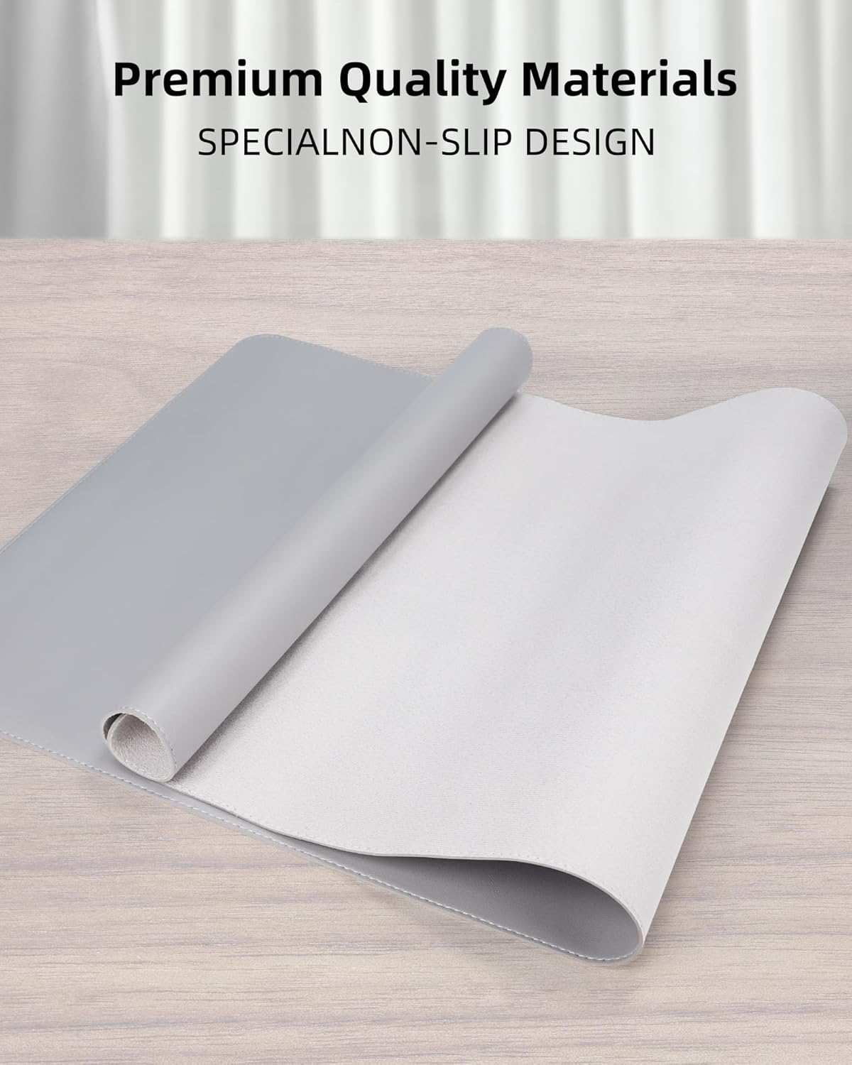 AFIING Desk Pad Protector 23.6" x 13.7" - Non-Slip Waterproof PU Leather Desk Mat for Mouse, Keyboard, Laptop, Office and Home Workspace (Beige)