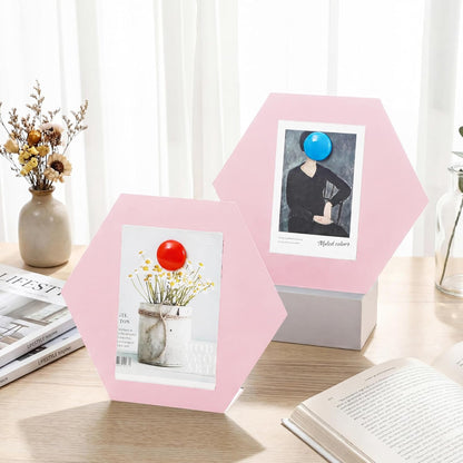 Shimeyao 2 Pcs Pink Magnetic Bulletin Board for Tabletops with 8 Magnets 10x7 Inch Memo Display Easel Stand for Home Office School Kitchen Table Supplies (Arched)