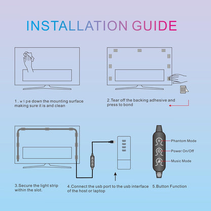 pc sync Light bar，LED Light Strips Deliver Synchronized Lighting Effects with Screen Colors and Music, Compatible with Win/Mac Systems. (PC Sync Light (for 32-34-inch Models))
