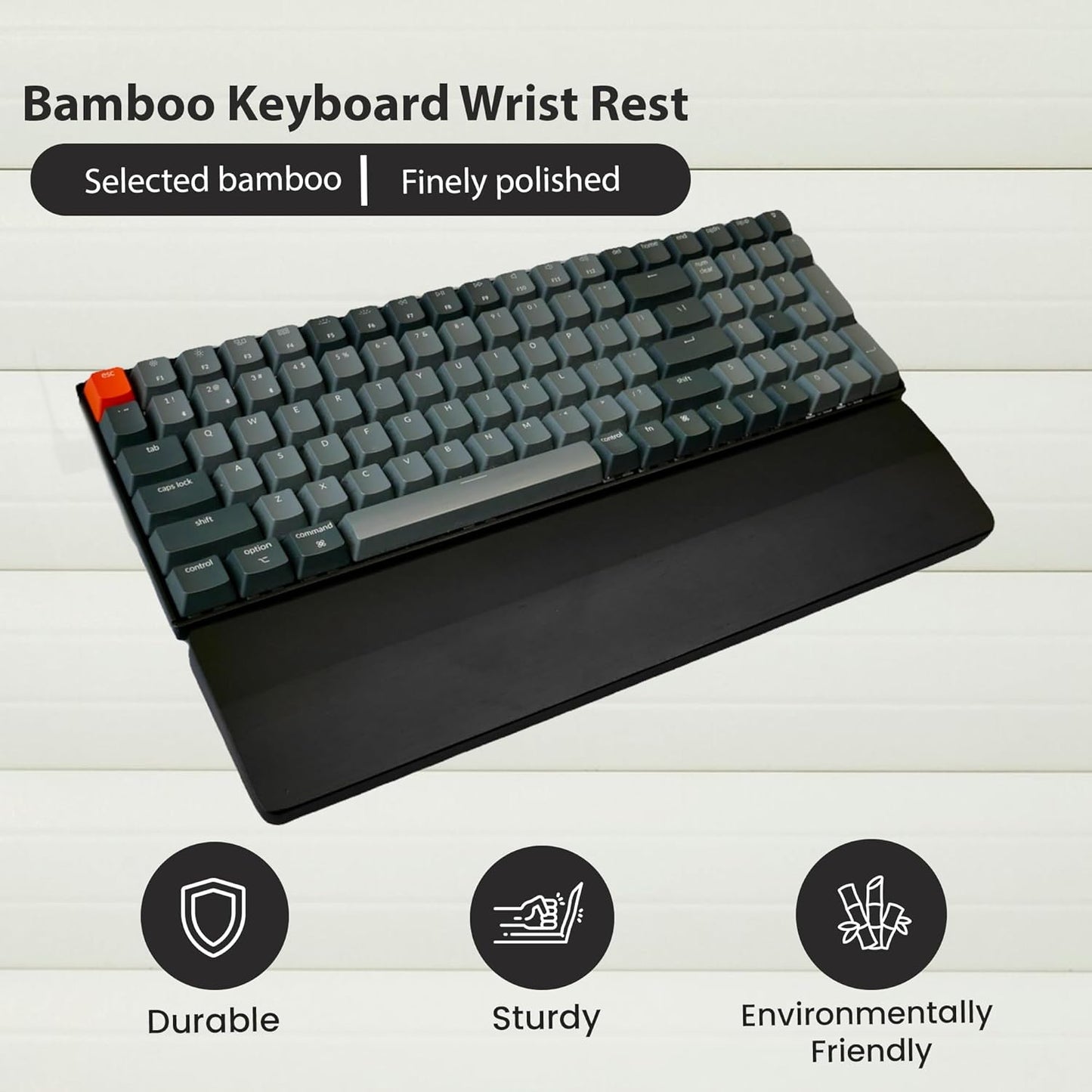 Kothar Wooden/Bamboo Keyboard Wrist Rest - Ergonomic Design, Comfortable Support for Mechanical Keyboards, Office & Gaming Use (TKL, Black)