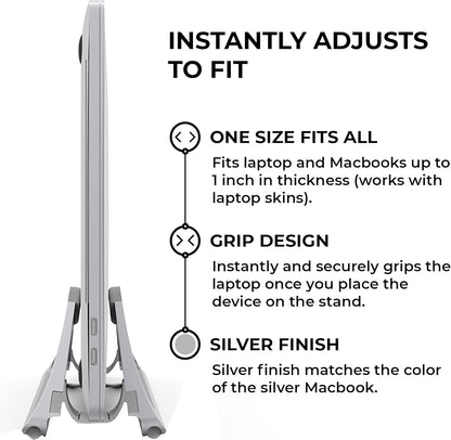 HumanCentric Vertical Laptop Stand for Desks in Matte Black, Upright Adjustable Holder to Dock Apple MacBook Stand, and Other Laptops to Organize Work & Home Office, Automatic Grip