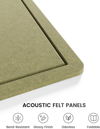 Fluxynara Bulletin Board, 23.6" x 17.5" Cork Board Alternative with 12 Safe Removable Adhesive Tabs, Foldable Felt Pin Board for Home Office, Classroom, Bedroom,Entryway for Walls—Sage