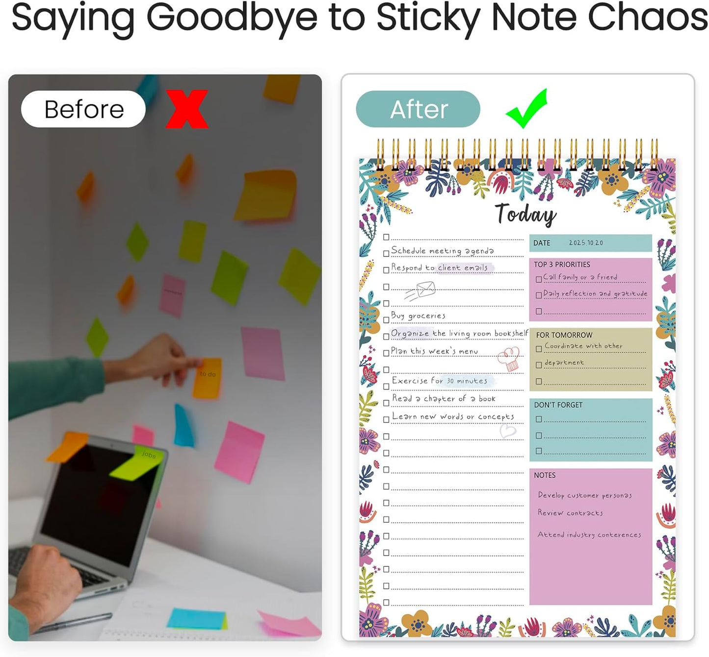 To Do List Notepad - To Do List Notebook for Work with 52 Sheets, Undated Daily Planner Perfect for Enhanced Productivity and Goal Achievement - Green