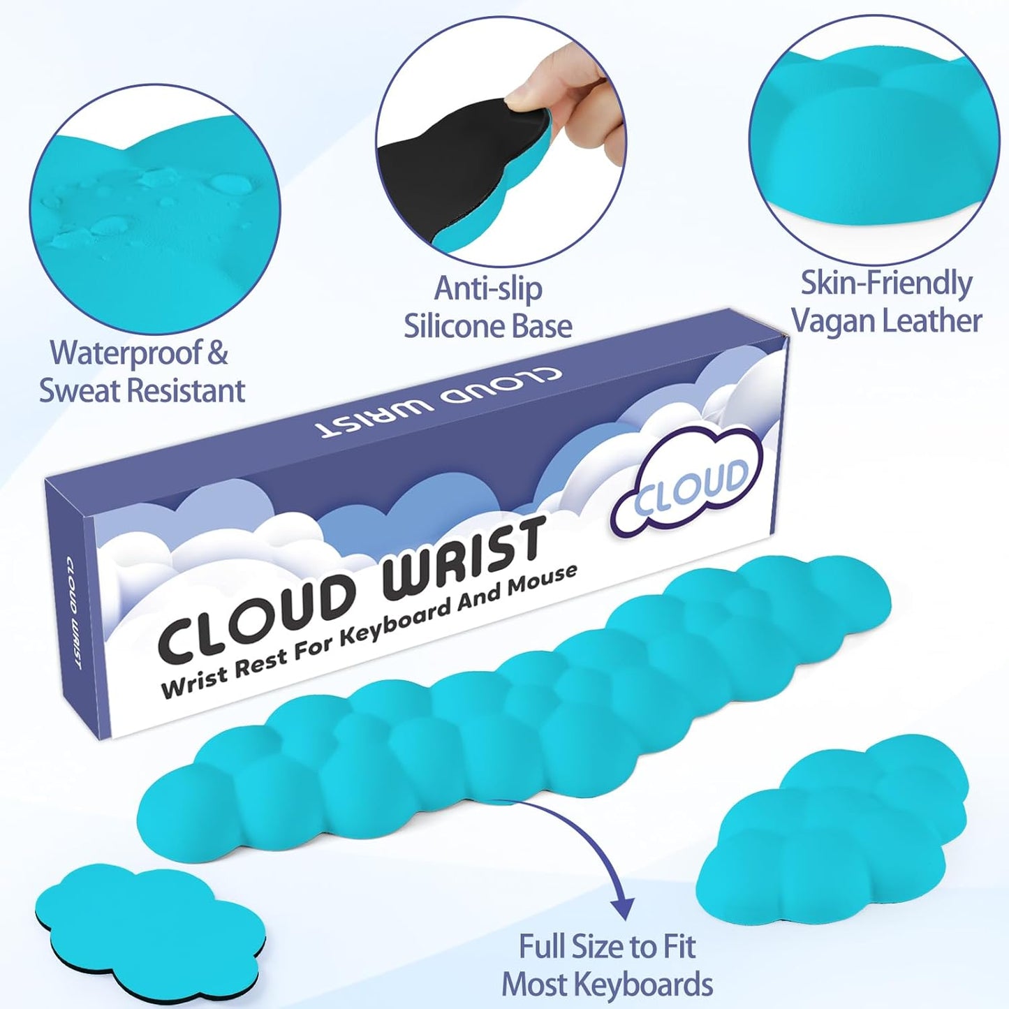 Sushret Cloud Wrist Rest for Keyboard and Mouse, Memory Foam PU Leather Keyboard Wrist Rest with Ergonomic Support, Non-Slip Base, Cute Arm Rest Pad & Palm Cushion, Office Desk Accessory, Purple
