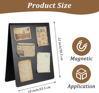 2 Pcs Magnetic Bulletin Boards, 12" x 10" Black Standing Magnetic Board for Desk, Freestanding Dry Erase Memo Board for Magnet Display for Home Office Tabletop Desktop