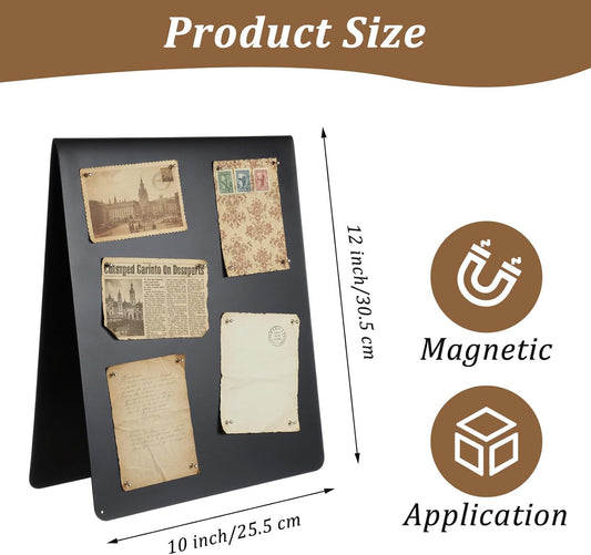 2 Pcs Magnetic Bulletin Boards, 12" x 10" Black Standing Magnetic Board for Desk, Freestanding Dry Erase Memo Board for Magnet Display for Home Office Tabletop Desktop