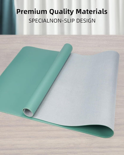 AFIING Desk Pad Protector 23.6" x 13.7" - Non-Slip Waterproof PU Leather Desk Mat for Mouse, Keyboard, Laptop, Office and Home Workspace (Beige)