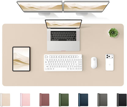 YSAGi 35.4" x 17" Large PU Leather Desk Mat for Keyboard and Mouse - Waterproof Non-Slip Desk Pad Protector for Office, Home, Writing Desk, Black