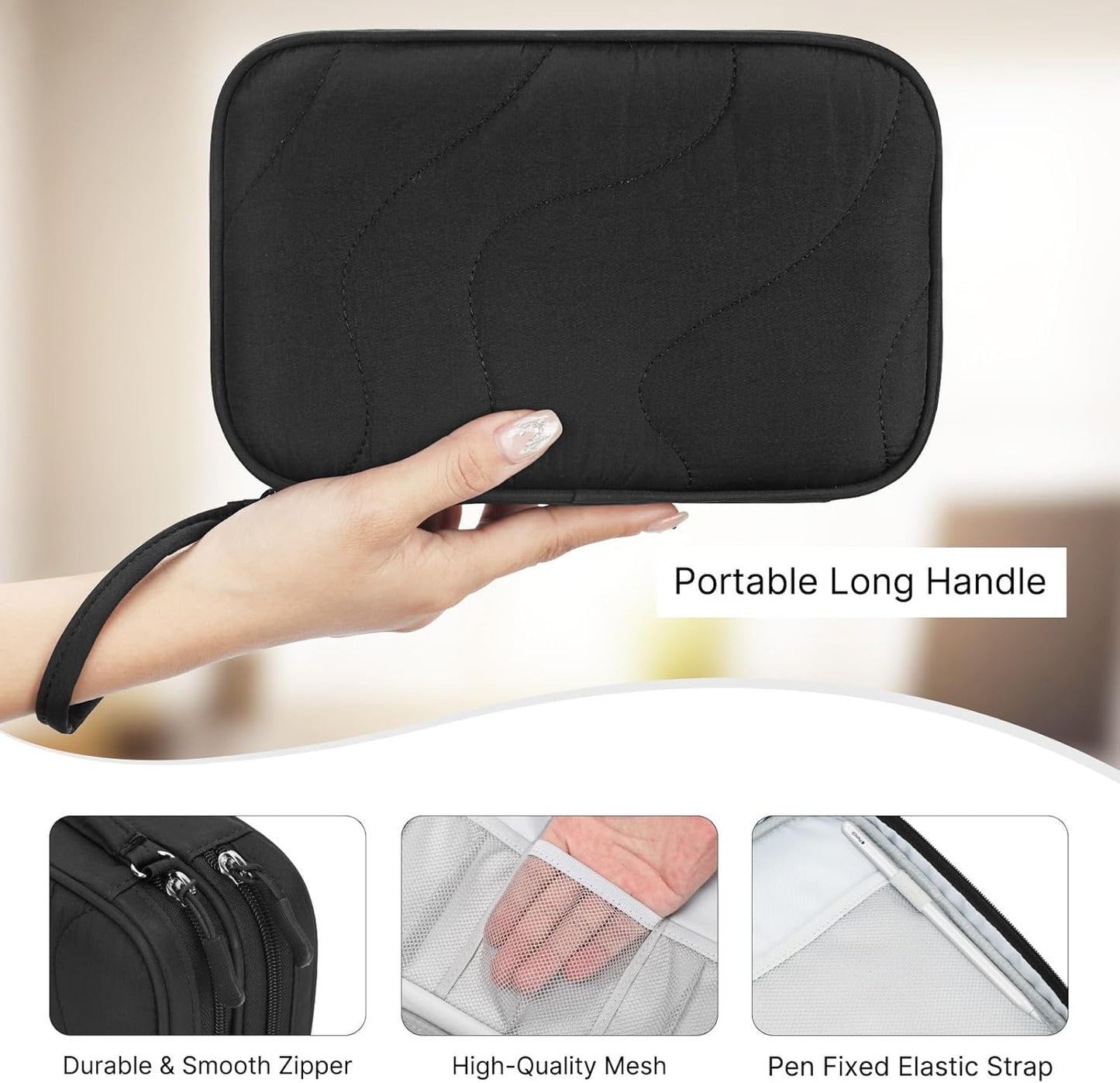 Skycase Tech Pouch - Lightweight Electronics Organizer Travel Case - Double Layers Cable Organizer - All-in-One Storage Bag for Charger, Cord, Phone, Flash Drive, Essentials - XL