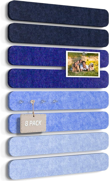 JBER Felt Strip Board 5 Pack 13"x2", Cork Board Alternative Pin Bulletin Board, Self-Adhesive Vision Board with 25 Push Pins for Walls, Office & Home Decor(Light Camel)