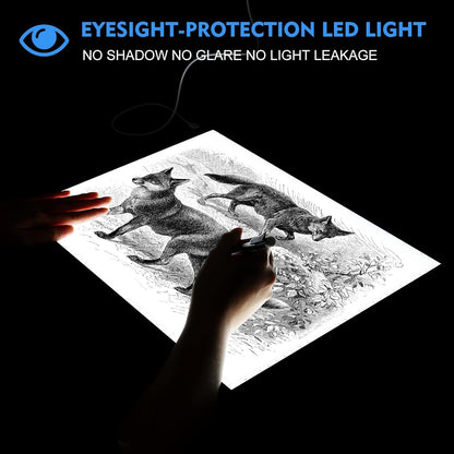 A2 Light Pad - 26"x19", 10000+ LUX Super Bright 10 Levels/Stepless Dimming 3 Colors Art Light Board Extra Large with UL Adapter for Diamond Painting, Tracing, Drawing, Sketching - Aluminum Frame