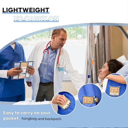 Nursing Clipboard Foldable, Foldable Clipboard w/Nursing Edition Cheat Charts,3 Layers Aluminum, Nurse Clip Board w/Low Profile Clip&Pen Clip Pocket for Nurses and Doctors,Light Blue