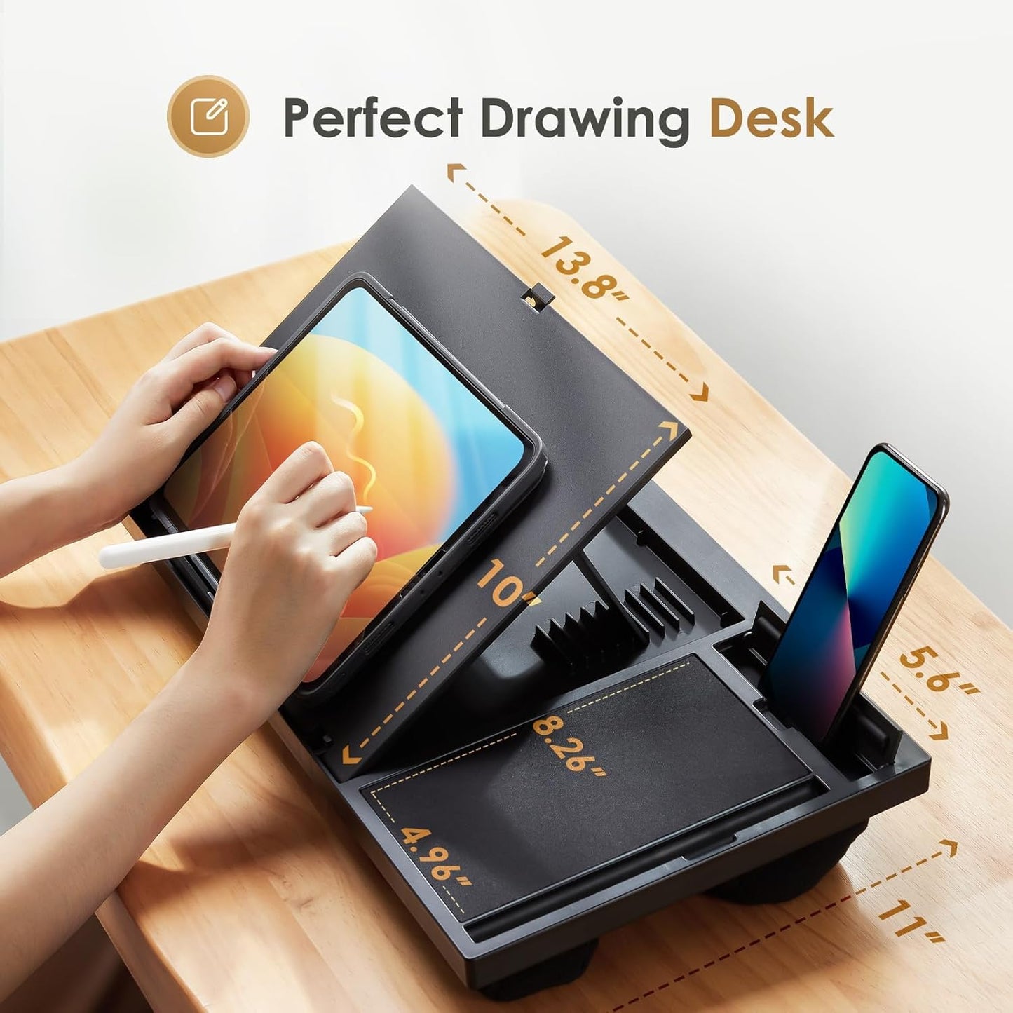 Adjustable Lap Desk for Laptop-Fits Laptops up to 15.6 Inch, Bed Desk Tray Table with Cushion, 8 Angles, Mouse Pad & Cellphone Slot, Laptop Desk for Bed, Office,Car or Couch