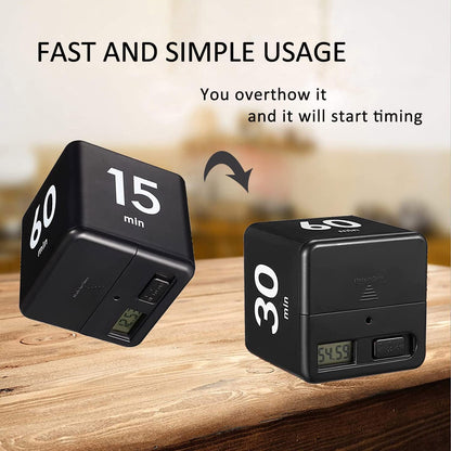 Cube Timer, Kids Timer with Gravity Sensor Flip 15 20 30 60 Mins Countdown Settings for ADHD, Time Management, Classroom, Productivity Workout, Kitchen, Cooking, Study (Pink)