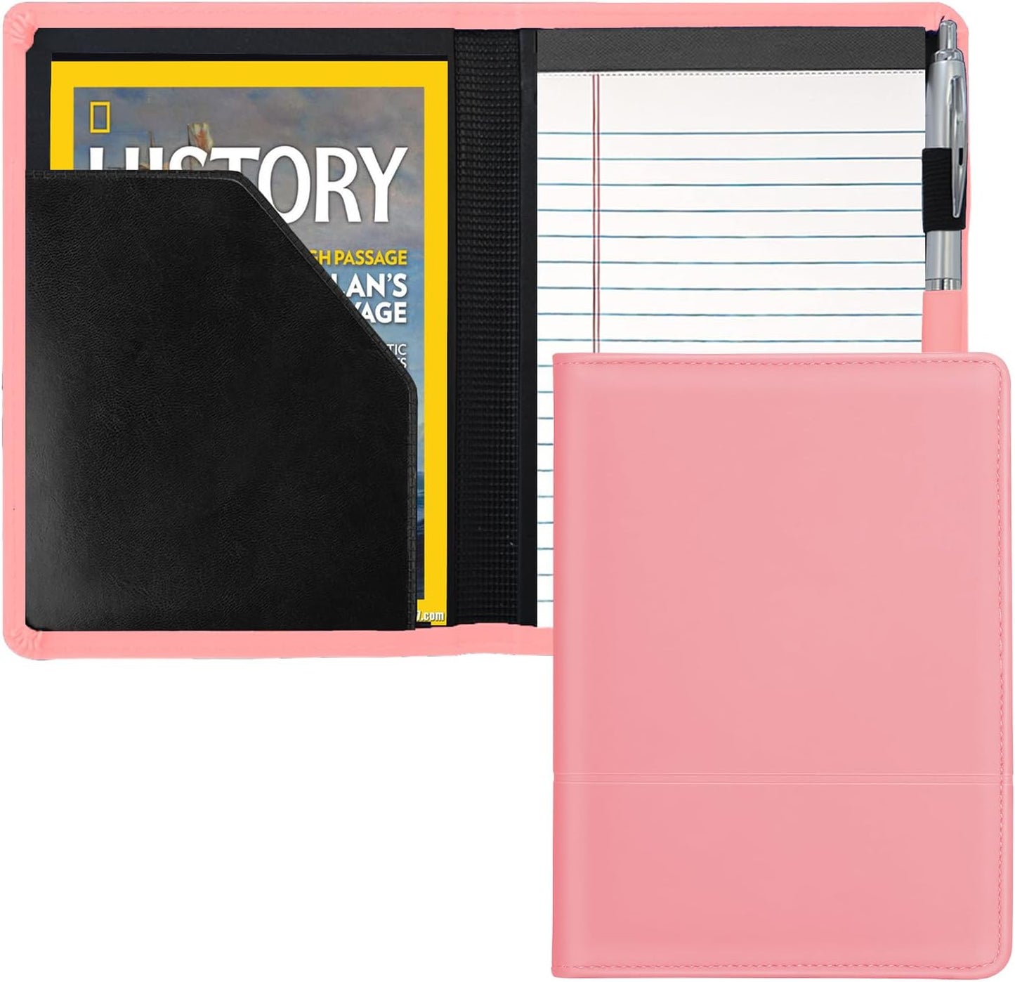 Padfolio/Portfolio Binder, Mini Padfolio Portfolio Binder 5 x 8 Legal Writing Pad, A5 Document Organizer Folder for Men Women, Black