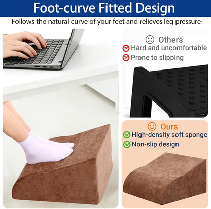 Foot Rest for Under Desk at Work, Ergonomic Under Desk Footrest with Washable Cover for Office, Home & Gaming Leg Elevation Pillow Blue