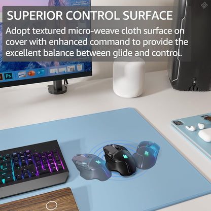 KTRIO Large Gaming Mouse Pad Desk Mat, Superior Micro-Weave Cloth for Precise Mouse Control, Non-Slip Rubber Base, Stitched Edges, Water-Resistant, for Gamer, Office & Home, 31.5" x 11.8" inches