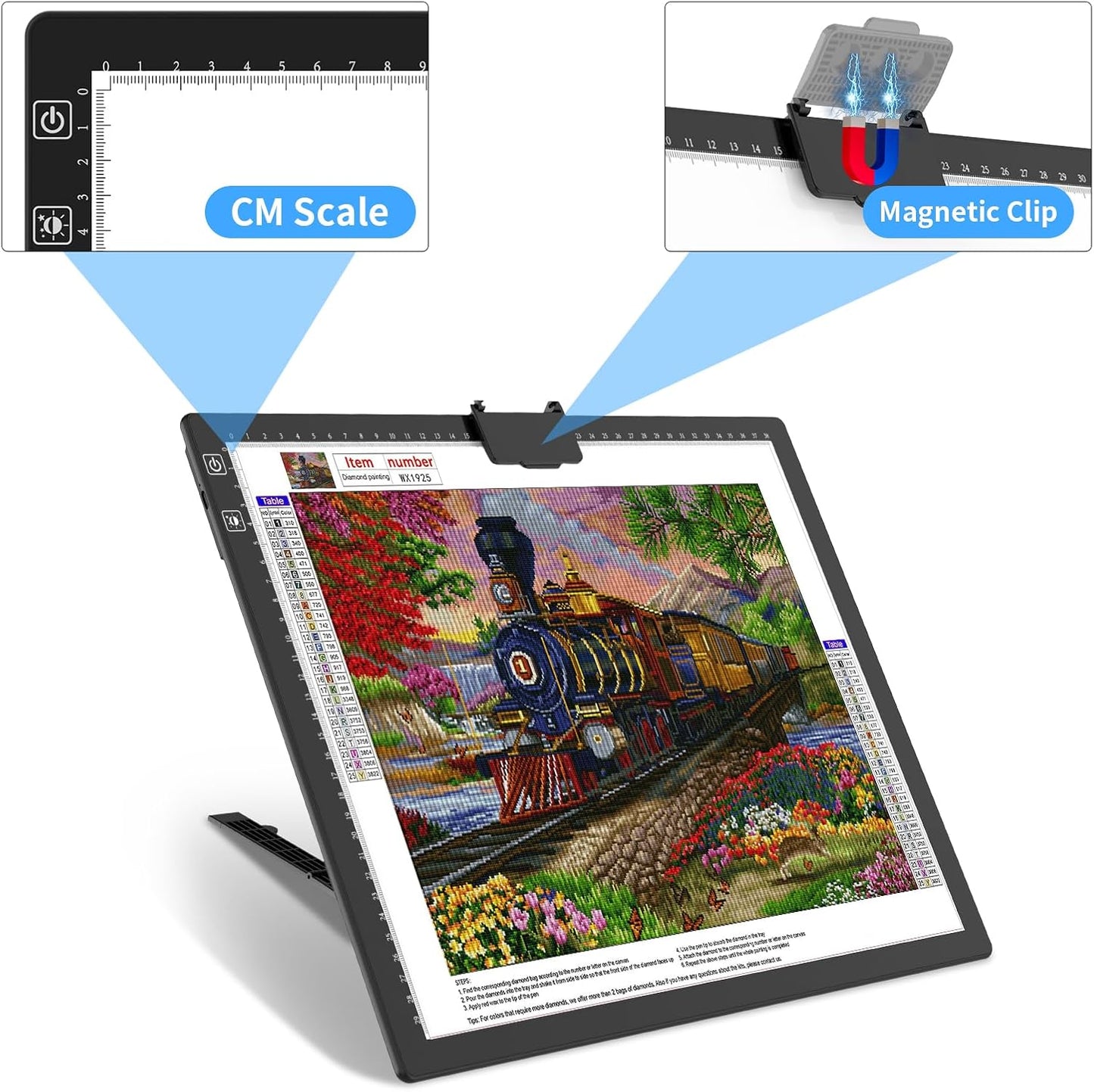 HIUKCOLED Rechargeable A4 Light Pad, Battery Powered Light Board with Carry Bag, Built-in Top Clip＆Stand, Stepless Dimmable＆6-Level Brightness Adjustable, Wireless LED Tracing Box for Weeing Vinyl