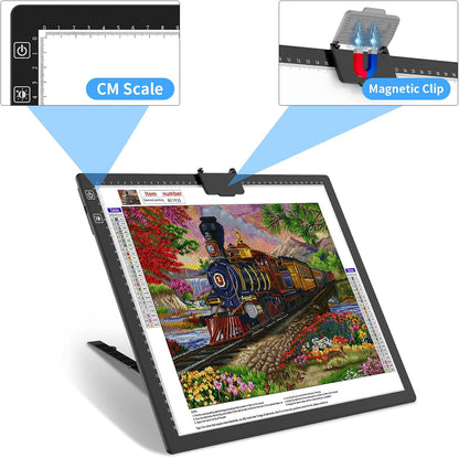 HIUKCOLED Rechargeable A4 Light Pad, Battery Powered Light Board with Carry Bag, Built-in Top Clip＆Stand, Stepless Dimmable＆6-Level Brightness Adjustable, Wireless LED Tracing Box for Weeing Vinyl