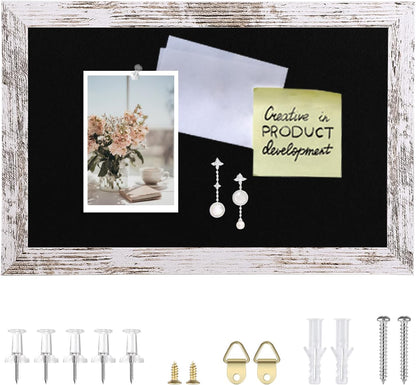 Cork Board Bulletin Board, 11.8x8.6 inches Mini Decorative Hanging Framed Cork Boards for Walls, Pin Board Vision Board for School Home Office, Bulletin Board with Wooden Frame(2230,WH,1p)